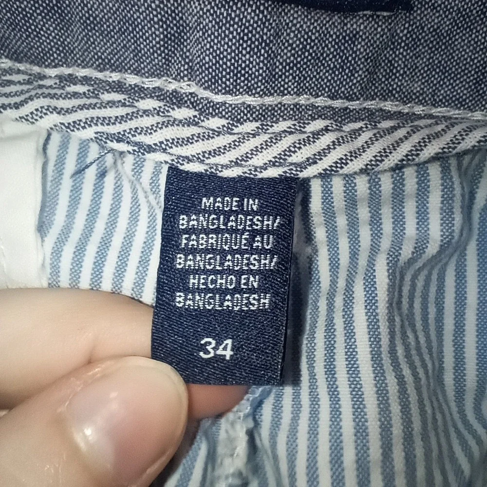 Izod Seersucker Shorts Mens Size‎ 34 Preppy Bermuda Striped Blue White Beach